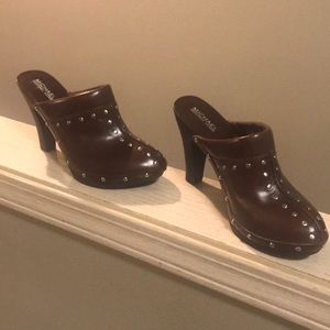 Michael Kors Brown Studded Leather Clog size 8.5